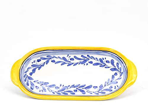 CEAR ceramiche - Vassoio ovale con manici in ceramica siciliana di Caltagirone