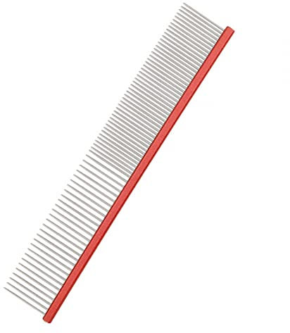 Hundekämme, 2-in-1 Edelstahl Haustier Kamm, 19cm/7.5 Stahlkamm Haustierpflege Kamm zum Entfernen von Verwicklungen und Knoten, Pudelpflege Deshedding Tool