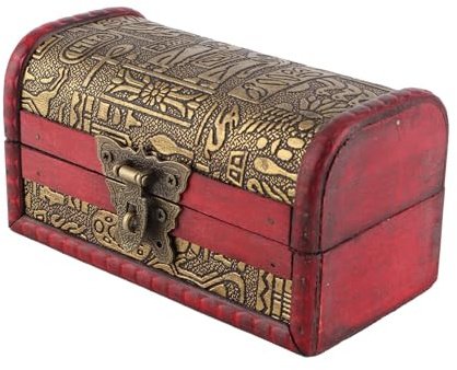 Skattkista med kombinationslås, trälåda med lock, förvaringslåda med lås för skattkista, egyptiska smycken i europeisk vintagestil, klassiskt träfodral, smyckesförvaringslåda (liten storlek).