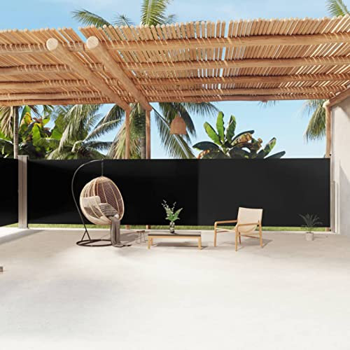 ZEYUAN Seitenmarkise Ausziehbar, Windschutz Terrasse, Balkon Windschutz, Balkon Sichtschutz, Sichtschutz Zaun, Sichtschutzzaun, Markise Balkon, Sichtschutzwand, Schwarz 180x1200 cm
