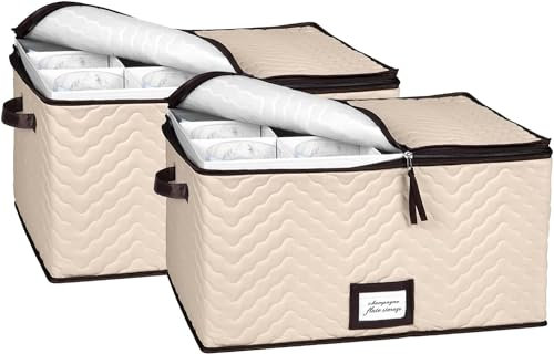 Wine Glass Storage Box with Dividers, Holds 12 Glasses up to 4.25 Wide