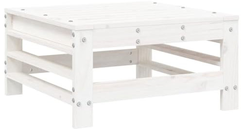 vidaXL Gartenhocker, Modular Gartenmöbel Lounge, Sitzhocker Hocker für Garten Terrasse Balkon, Holzhocker Fußhocker, Weiß Massivholz Kiefer