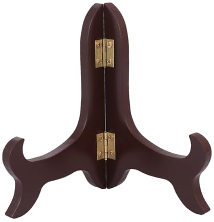 DECHOUS Plate Stand for Display 5 Inch Wooden Plate Stand Brown Easels Plate Holders for Display Pictures Decorative Wood Plate Holder for Weddings Home Table Decoration