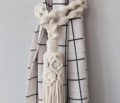 Mosel Avenue Art & Gobelin Studio *DE* Luxus 100% Baumwolle Gardinenhalter Raffhalter Quaste Kordel Makramee Boho Natur DE
