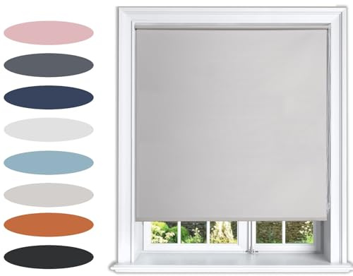 Lister Cartwright Blackout Plain Roller Blinds Windows Blind Easy Fit Child Safety Included (Grey, 90 cm Width x 160 cm Drop)