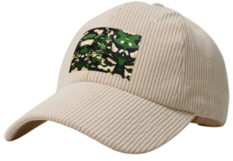 Green Army Digital Camouflage Damen Herren Cord Casual Everyday Baseball Cap mit verstellbaren Trägern Vintage Sonnenkappe für, Beige, Einheitsgr��e