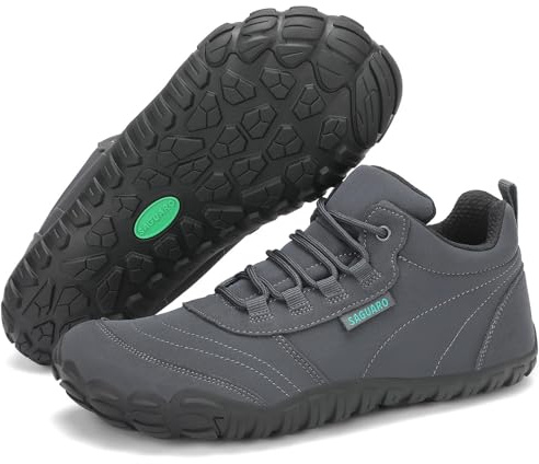 SAGUARO Barfotaskor för herr, barfotsskor för dam, lätta tåskor, bekväma fitnessskor, Barefoot Shoes med Zero-Drop sula, EU-storlek 36–48, GRÅ, 47 EU