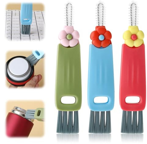 GEEHUA 3 pcs 3 en 1 ensemble de brosses de nettoyage de couvercle de tasse, brosse de nettoyage de joint d'espace multifonctionnelle, brosse de nettoyage de couvercle de tasse de bouteille portable