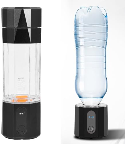 Botella de Agua de Hidrógeno Portátil, Electrólisis Rápida de Alta Concentración con Membrana de Intercambio de Protones, Producción de Hidrógeno 6000-8000PPB para Viajes, (BLACK)