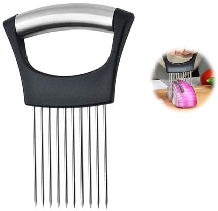 Forchetta per Cipolle, Coltello Salvadita in Acciaio Inossidabile Affettatrice per Verdure per Cipolla, Utensili da Cucina in Acciaio Inox, Adatto per Tagliare Carne, Verdura, Frutta