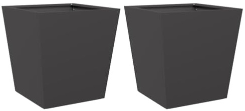 vidaXL Pflanzkübel 2 Stk., Blumenkübel mit Boden, Pflanzkasten Pflanztopf für Garten Balkon Terrasse, Blumentopf Pflanzgefäß Blumenkasten, Schwarz Stahl