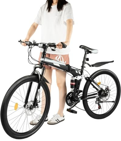 Tyvotrend 26 Zoll Mountainbike, Rennrad Faltrad mit 21 Gang-Schaltung, Doppel Scheibenbremse, Verstellbares Sitz 92-97cm, Getränkehalter, Bike für Jungen, Mädchen, Damen, Herren