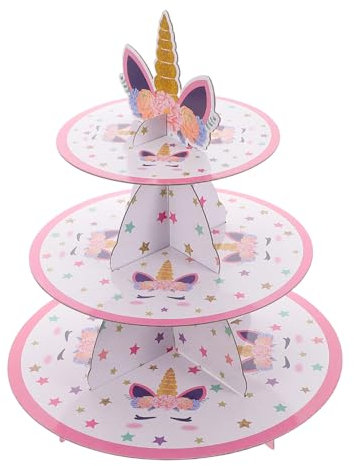 COLLBATH Birthday Cake Stand Lid Party Decorations 3 Tier Paper Dessert Stand