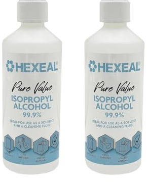 Hexeal Pure Value 99.9% Isopropyl Alcohol 2 x 500ml–Sanitising & Cleaning | 1L - Removes Grime from Phones and Electronics, Powerful Degreaser and Cleaning Fluid