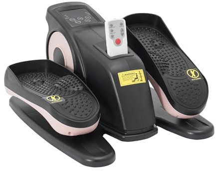Ellipsentrainer für Zuhause, Mini-Ellipsentrainer, elektrisch, Fernbedienung, 5 Geschwindigkeiten, leise und tragbar, Beintrainer, verstellbare Geschwindigkeit, für Senioren und Erwachsene (Rosa)