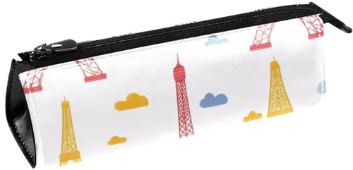 VAPOKF Sac à crayons coloré avec motif Tour Eiffel pour crayons, cosmétiques, sac compact à fermeture éclair
