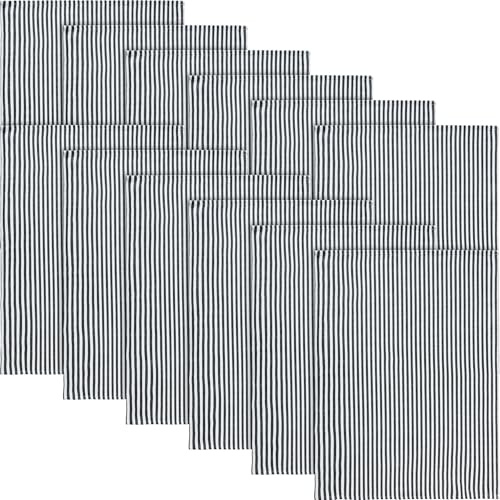 Erwin Müller Geschirrtuch 12er-Pack Streifen schwarz Größe 50x70 cm - strapazierstark, saugstark, fusselfrei tocknend