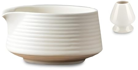 2 Teilige Matcha Schale, Matcha Set Weiß Farbe Traditionelles Japanisches Teeset Keramik Matchaschalen, Keramikschale für Büro, Teestube Kitchen Matcha Latte Familienfreund