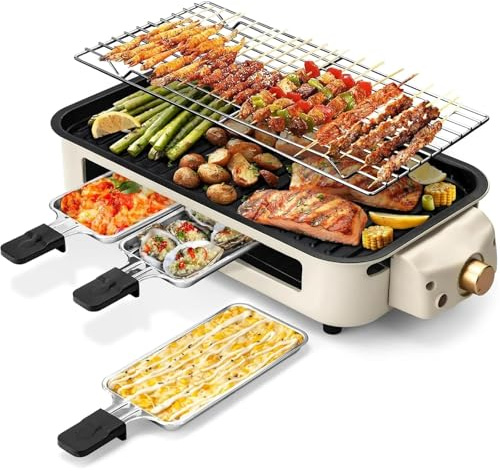 Parrilla Eléctrica De Interior, Sartén Plancha De Interior, Sartén Multifuncional De 1500w Para Freír, Hornear, Fácil De Limpiar