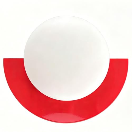 Jatwefiv Lampada da Parete in Sferico Applique da Parete Macaron Moderna con Paralume pe Bianco Latte Aplique da Prete per Interni Semicircolare per Camera da Letto Soggiorno Guardaroba,Rosso