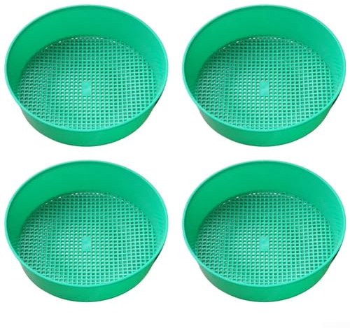 Lot de 4 tamis de sol de jardinage avec trous de fuite pour l'évacuation de l'eau, construction en plastique pour la séparation du sol et du sable, convient pour la plantation de jardin, le rempotage