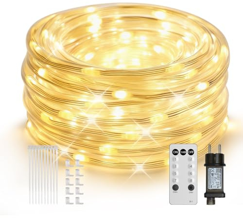 ICRGB Tube lumineux à LED Extérieur, 10M 200 leds Tubes Lumière Lumineux Etanche Intérieure IP67 Guirlande LED Bande lumineuse pour jardin,fête,Noël,Clôture,Cour,Décoration éclairage Blanc Froid