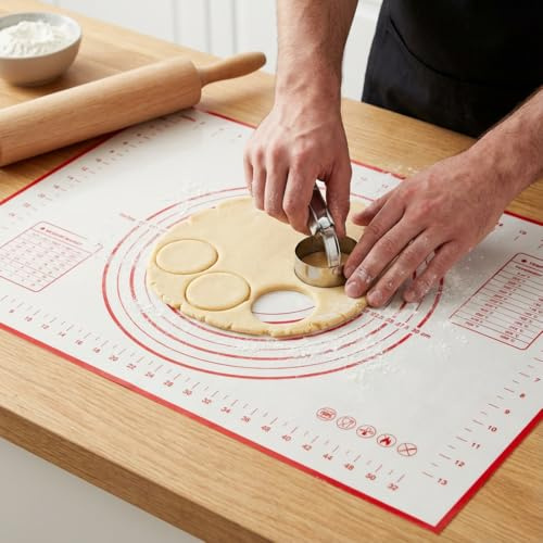 Extra Large Silicone Baking Mat with Measurements, 80 x 60 cm Non Slip Non Stick Pastry Mat for Dough Rolling and Kneading, Countertop Protector for Baking, Pie, Bread, Pizza and Fondant