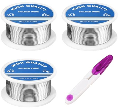 hommova 3 PCS Solder Wire, 0.8mm Tin Content 63% Soldering Wire, Leaded Solder for Electronic Electrical Soldering Components Repair and DIY(80g)