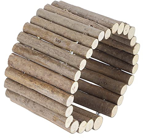 Semme Hamster Wooden Hideout Pet Tunnel Bridge Fence Chew Toy Safe for Small Animals Rodents 30CM (30CM Basic Version)