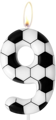 AYBUY Fotboll, födelsedagsljus, glitter 9 sifferljus | Festdekorationer, fotboll grattis på födelsedagen ljus, tårtdekoration för pojkar flickor barn sporttema, festtillbehör