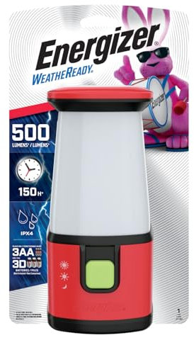Energizer Weatheready LED Camping Lantern, Battery Powered Lantern, Water Resistant Hurricane Supplies and Emergency Light, 150 Hour Run-time, Pack of 1