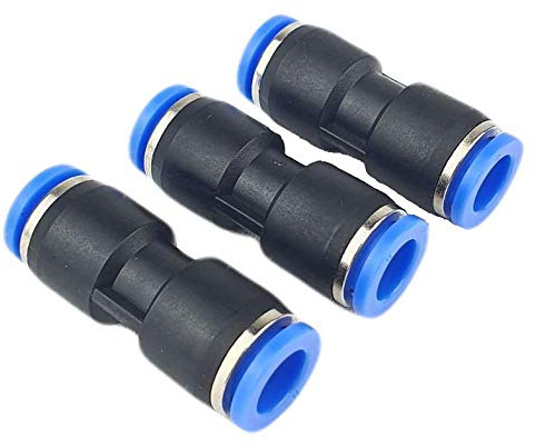 3 Stück gerade Pneumatik Steckverbinder - Steckanschluss für Luft & Wasser - Schnellsteckverbinder - Push In Fitting (8mm)