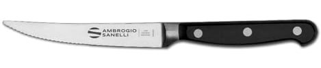 Ambrogio Sanelli, Maitre Coltello da Tavola Mezzo Dentato, Coltello con Lama in Acciaio Inox all'Azoto 11 cm e Manico Ergonomico, Coltelli da Cucina Professionali, Made in Italy