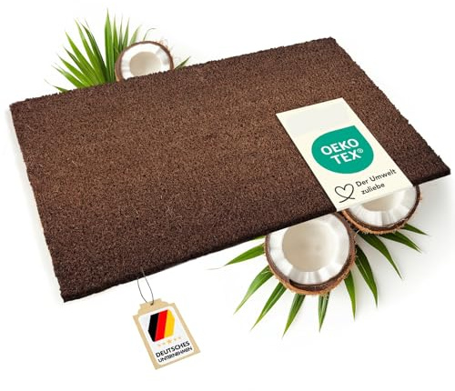 Tappetino in cocco di alta qualità tappeto in fibra naturale ottimo zerbino per interni ed esterni tappetino d'ingresso resistente e assorbente molte dimensioni spessore (Marrone 17 mm, 100 x 50 cm)