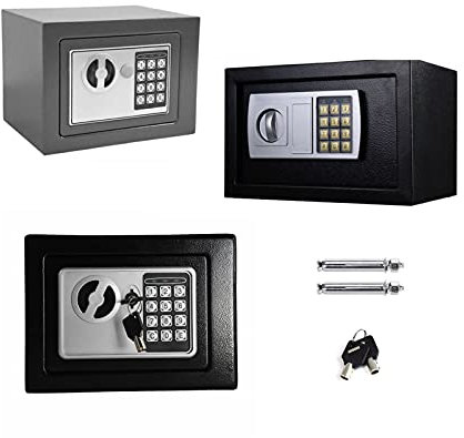 Tresor Elektronikschloss Mini Tresor Safe Tresor mit Zahlenschloss und Schlüssel Hochwertiger Stahl Möbeltresor 8.5L - Schwarz