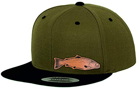 Angler Cap mit Echtleder Forelle Patch Fishing Angel Mütze Kappe