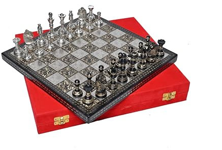 30,48 cm massiv mässing metall schackset delar och bräda med sammet förvaringsbox | mässingsmetall lyxigt schackset | antikt schackset för gåvor