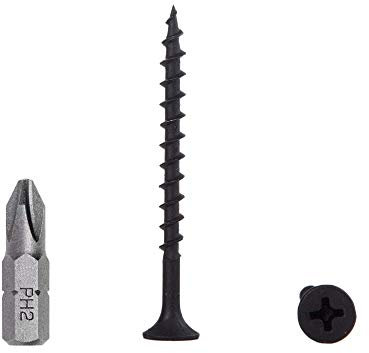 (Lot de 300 vis) Vis en acier au carbone phosphaté noir pour cloison sèche, vis à bois, tête bombée cruciforme, fixations pour panneaux d'aggloméré (300, 3,5 x 41 mm)