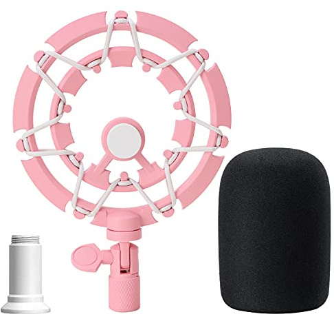 Pink Seiren X Shock Mount and Pop Filter - Pink Microphone Shock Mount for Razer Seiren X, Seiren V2 X Microphone, Shock Mount Mic Holder Compatible for Razer Seiren X Boom Arm Stand by YOUSHARES