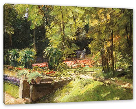 Pixxprint Max Liebermann - Die Blumenterassen im Wannseegarten na, Größe: 120x80cm, Leinwandbild, fertig gespannt, Wandbild, Dekoration, Kunstdruck, kein Poster