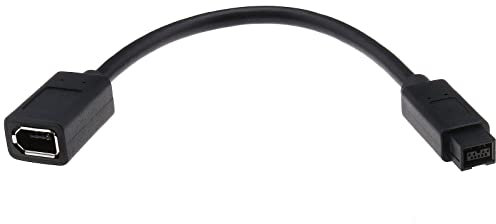 ECSiNG IEEE 1394 6Pin Female to 1394 9Pin Male Firewire 400 to 800 Cable Data Transfer Adapter Converter Cable Compatible with MacBook Pro 22cm Black