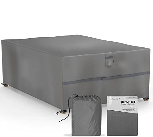 SANZARO Gartenmöbel Abdeckung für Loungemöbel Winterfest | RipStop-Technologie mit 600D Oxford Gewebe | 320g Reißfest und UV-Beständig | Wasserdichte Abdeckhaube für Outdoor Möbelsets 230x165x80cm