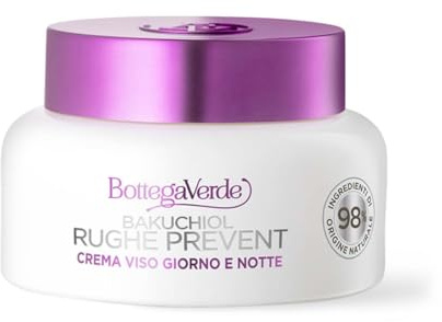 Bottega Verde - Bakuchiol, Crema Viso Giorno e Notte, Rughe Prevent, 50ml | Prevenzione e Trattamento Rughe, Azione Retinolo Naturale, Alta Tollerabilità, per Tutti i Tipi di Pelle
