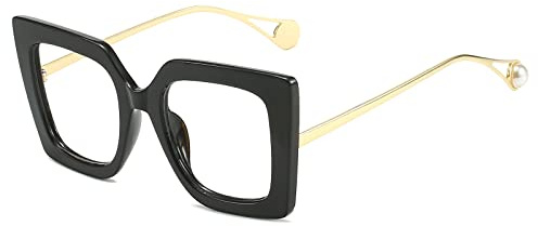LJCZKA Blaulichtfilter Brille Damen Quadratisch, Blaulicht Brille Vintage Brille Ohne Stärke Damen Groß Katzenaugen Blaue Licht Blockieren Brille für PC, TV and Handy