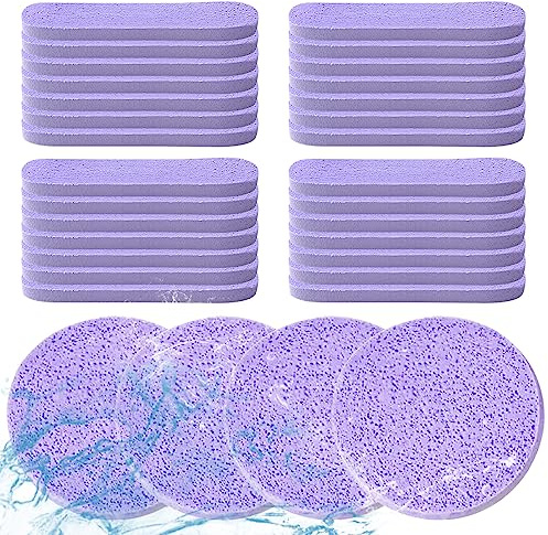 Yafe 48 Pcs Facial Sponges, Purple Compressed Cellulose Face Cleansing Pads | Expands with Water, Makeup Removal, Massage Texture, for Men, Women, Teens, Home, Work, School, Travel, Gym, Bath, Daily Care