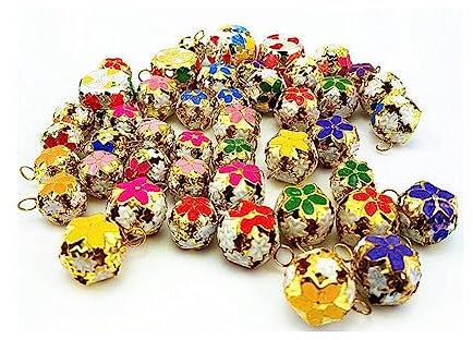 Yurosiay 30 Stück 14mm Bunte Blumen Glöckchen Mini Glocken Skelett Metallglöckchen Kleine Schellen Glocken DIY Glöckchen zum Basteln Glöckchen Deko für Schmuck Weihnachten Handwerk Anhänger