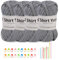 Doxiru 4er-Pack 100g T-Shirt-Garn-Set, Strickgarn, Stoff, Baumwollgarn, Weiches Großes Garn, Häkelgarn-Set, Webzubehör (Graue Farbe)