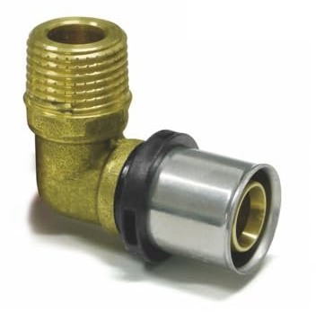 Sanpro Pressfitting 90° Winkel - Bogen + Außengewinde, Größe 32x3 - Gewinde 1