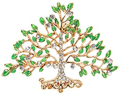 Broche Strass Rétro Broche Arbre De Vie Incrustée De Diamants Pour Femme Broche En Émail Corsage Anti Exposition Accessoires Vestimentaires Or