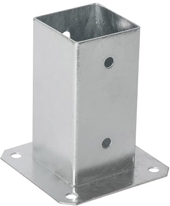 MiG-met - Aufschraubhülse - 70x70x150mm - Bodenhülse - Pfostenträger - Vierkantrohr - Poliert Balkenschuh aus stahl - Sonnenschirm Bodenanker - für Zäune, Schuppen, Pergolen